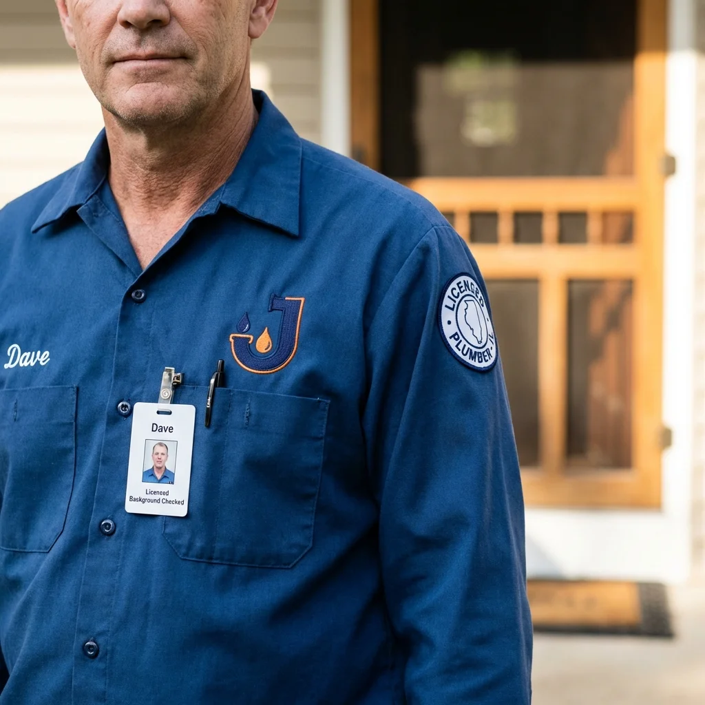 Licensed plumber showing ID badge in Summit, NJ