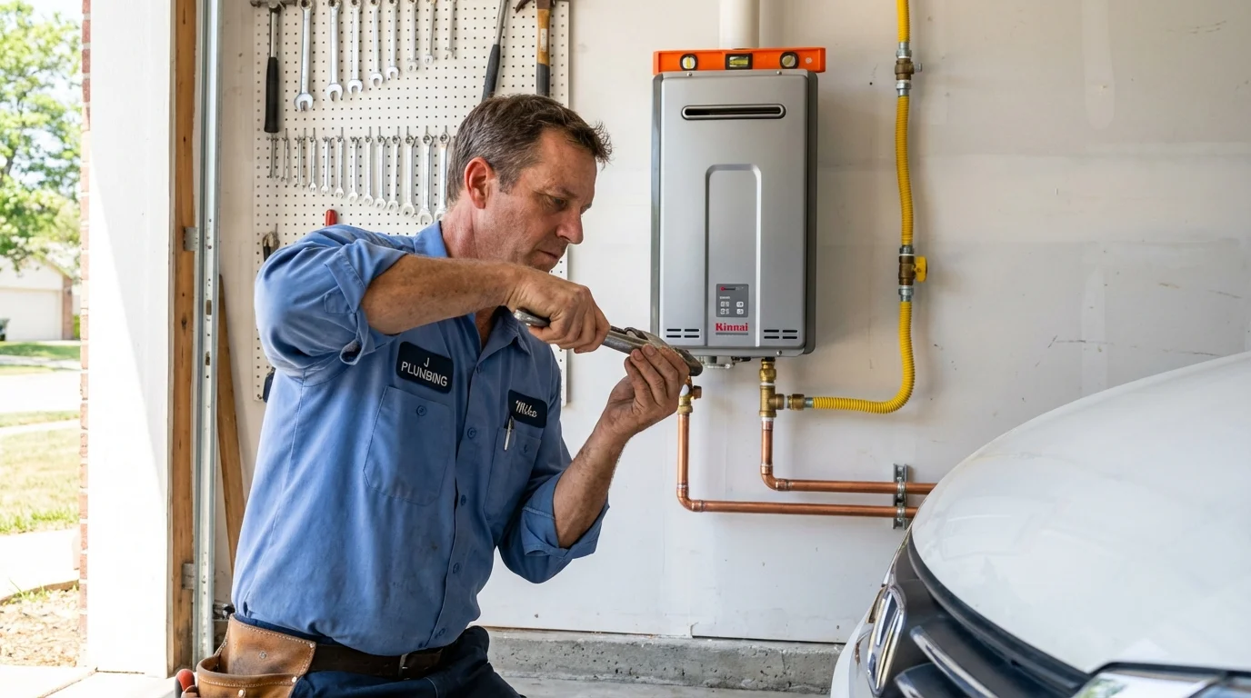 Tankless water heater installation by a Johns Plumbing LLC plumber in Summit